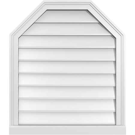 Ekena Millwork Octagonal Top Surface Mount PVC Gable Vent w/ 2"W x 2"P Brickmould Sill Frame, 26"W x 30"H GVPOT26X3003SN